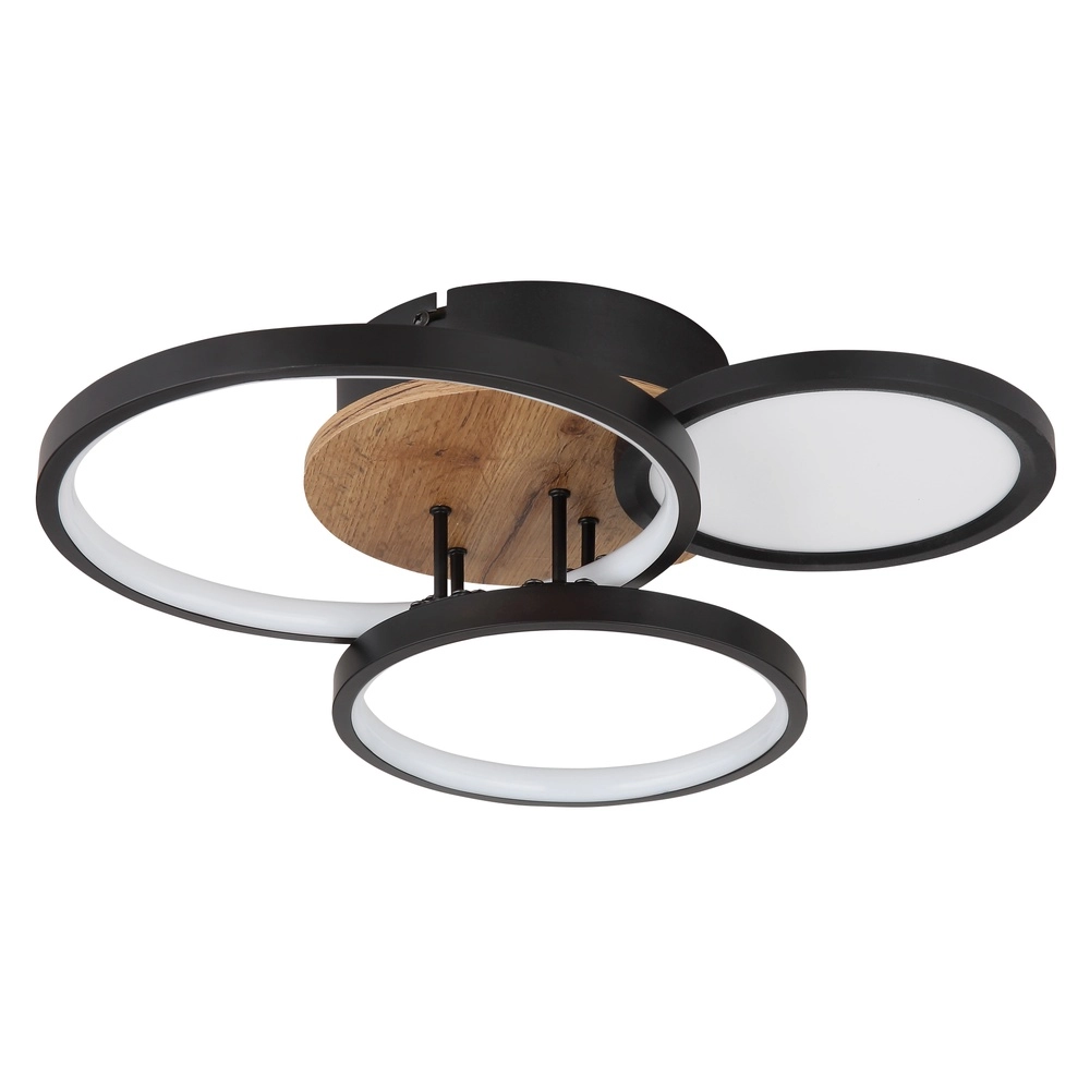 Zwarte plafondlamp Sid design met hout Globo 9007371436392