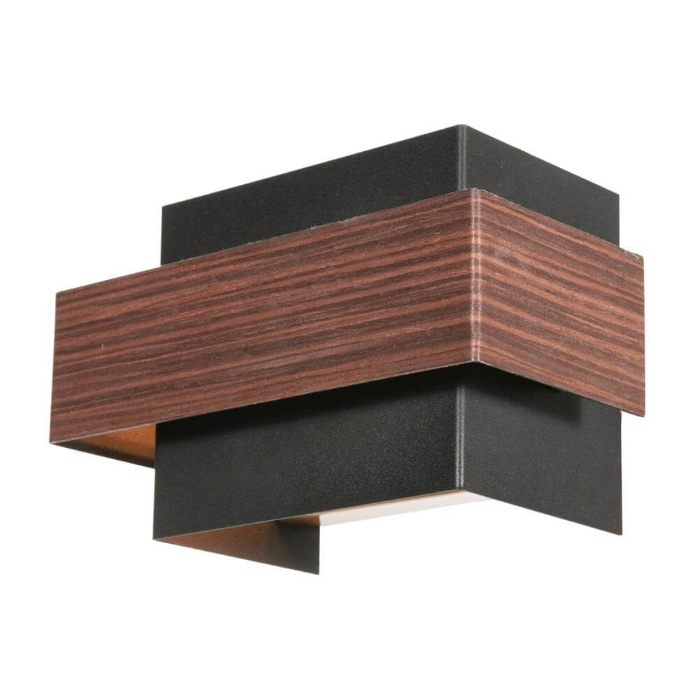Wandlamp Muro zwart met hout M