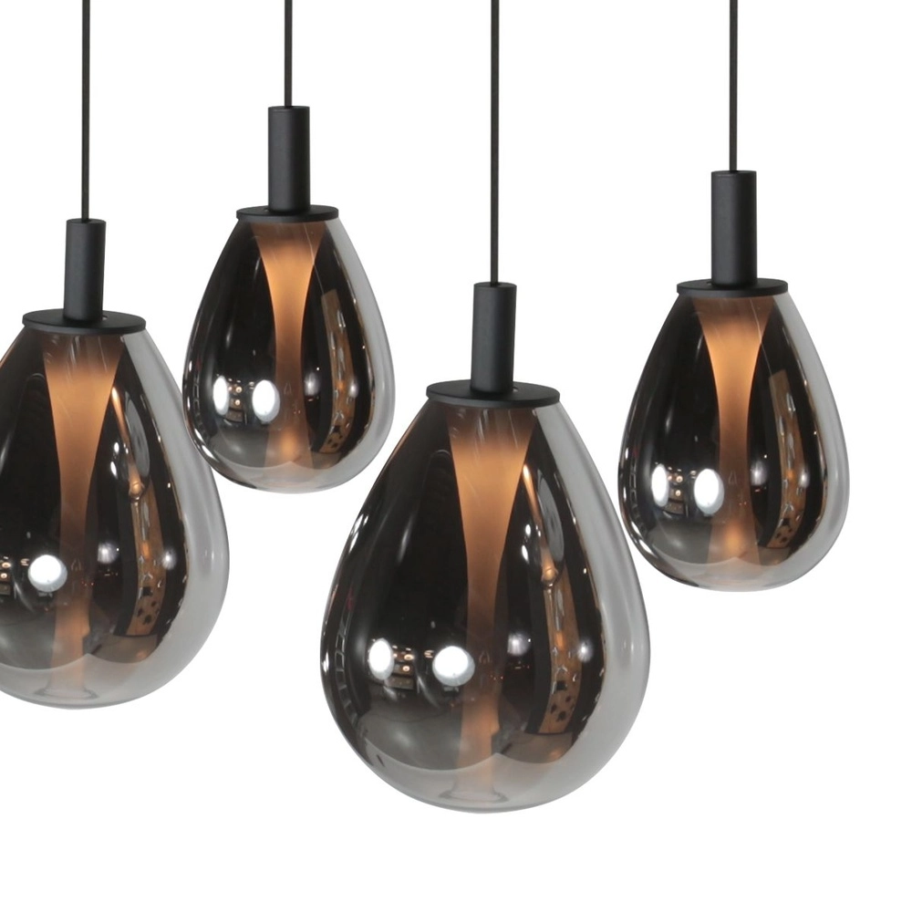 Hanglamp Glimsy 5-lichts zwart met smoke glas Steinhauer 8712746177954