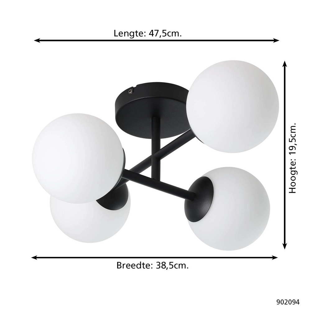 Plafondlamp Castrovido 4-lichts zwart Eglo 9008606360710