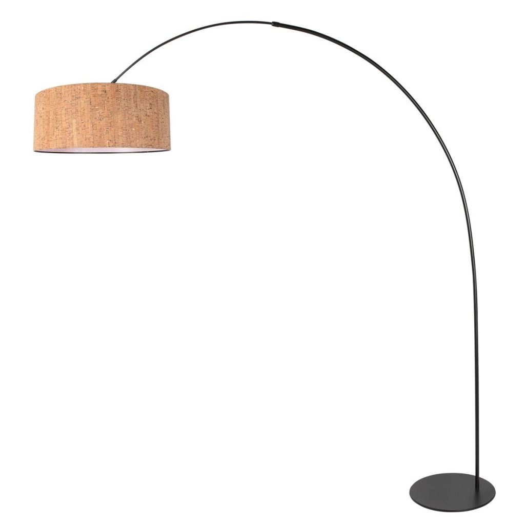 Zwarte booglamp Curve met kurk kap Ø50cm Steinhauer 8712746180435