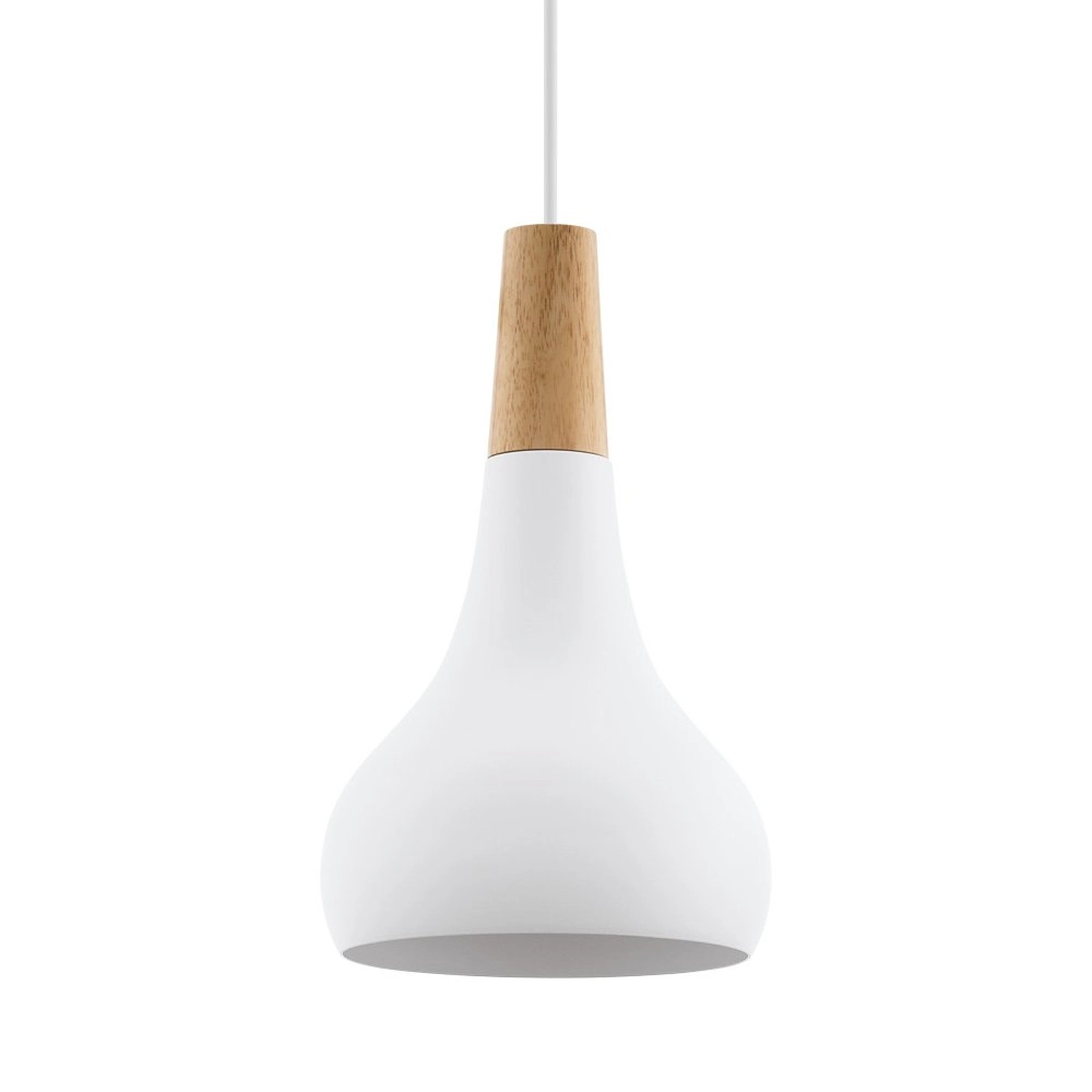 Moderne hanglamp Sabinar 18cm wit met houtbruin