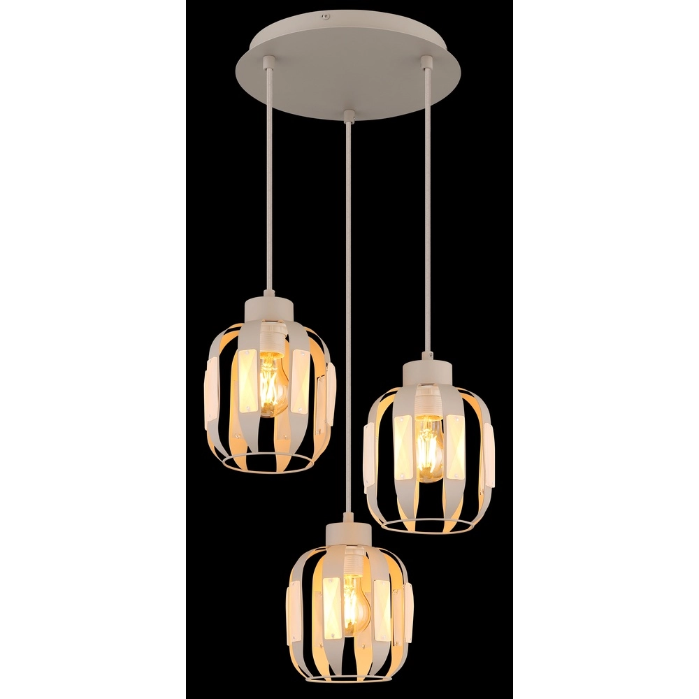 Eetkamer hanglamp Arlen 3-lichts zand bruin Globo 9007371583560