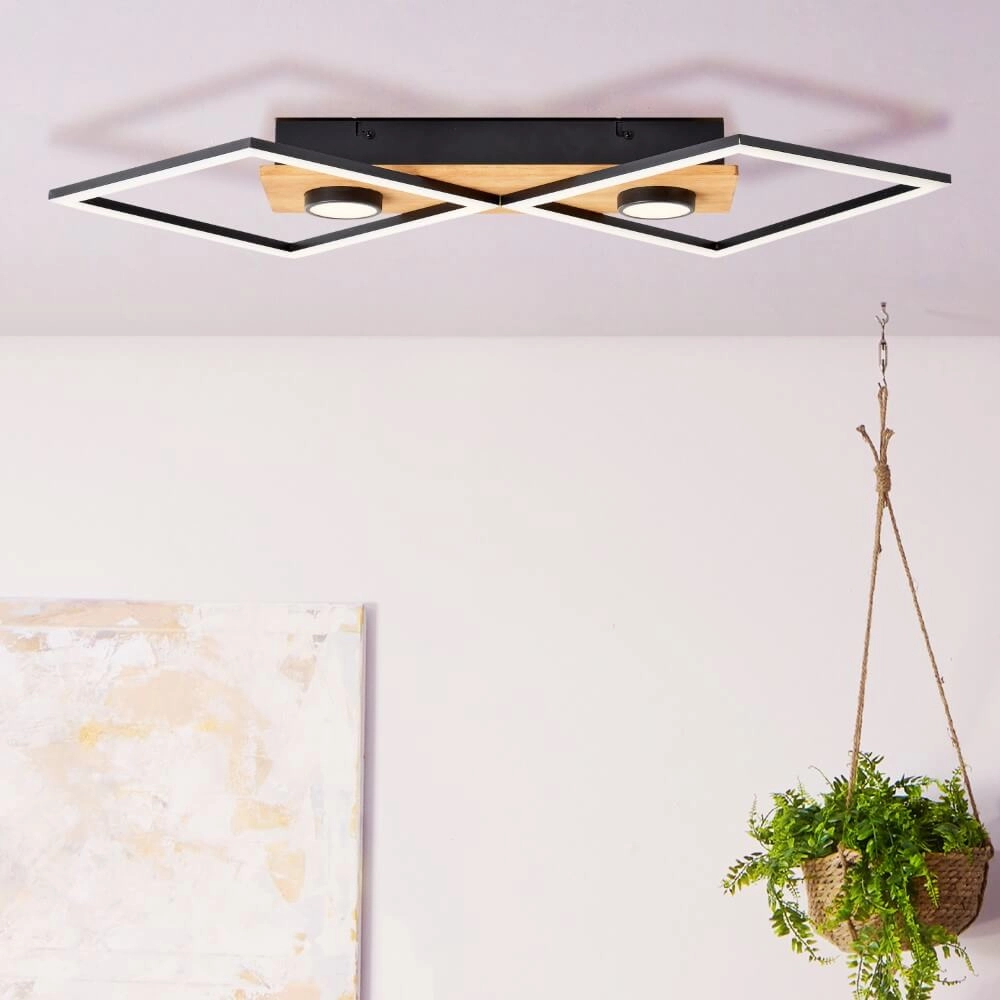 Houten led plafondlamp Woodbridge M Brilliant 4004353409707