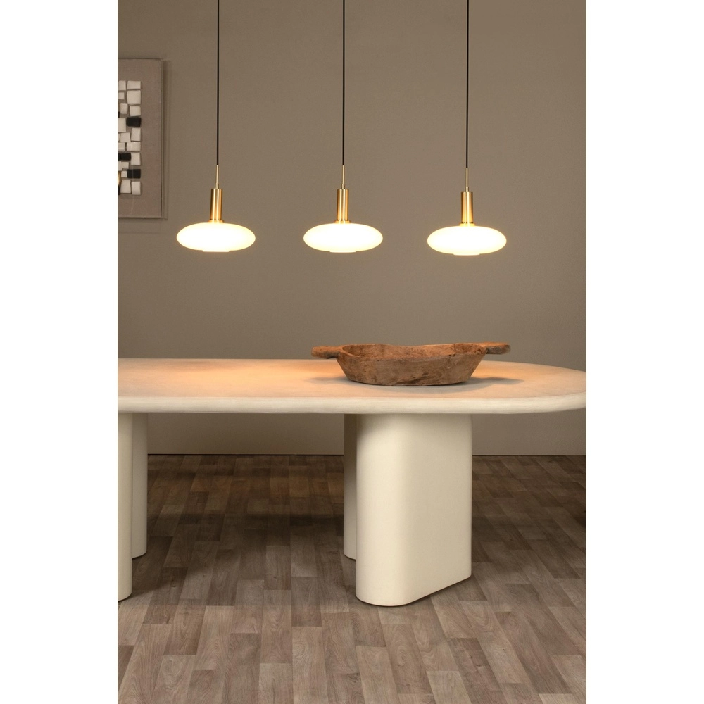 Design hanglamp Singala 3-lichts recht goud met wit Lucide 5411212251091