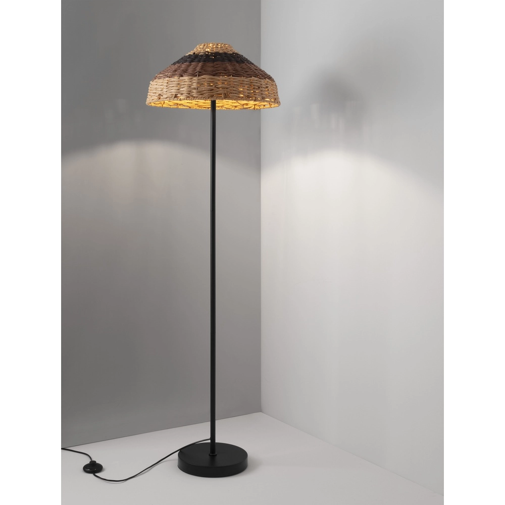 Vloerlamp Caro zwart en rotan
