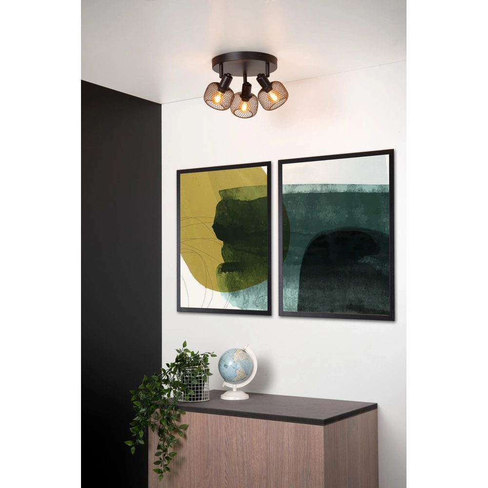 Plafondlampje Maren 3-lichts zwart Lucide 5411212771131