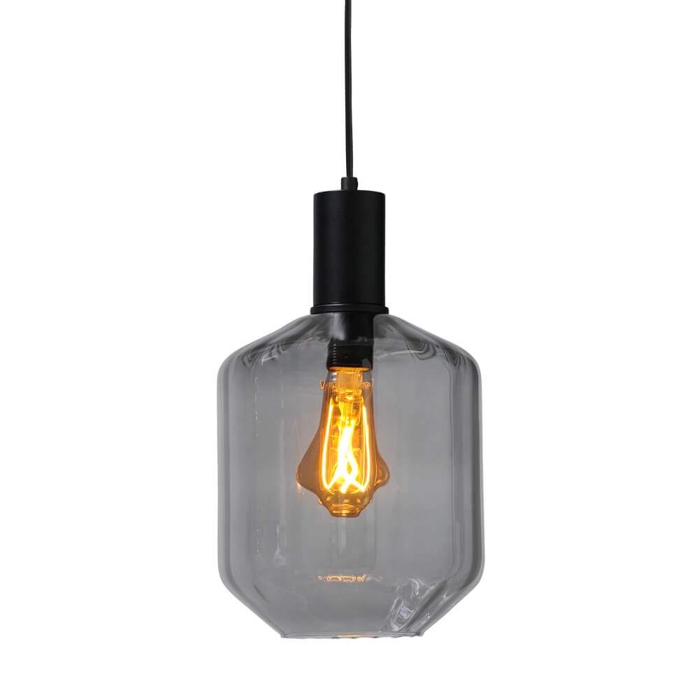 Hanglamp zwart Porto met Jagger smoke glas - Ø 19cm