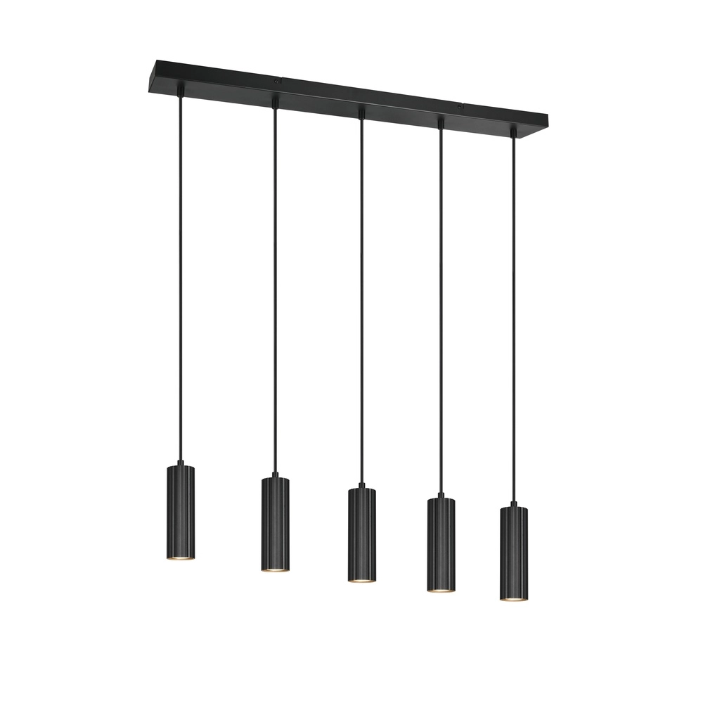 5-lichts hanglamp Soka zwart