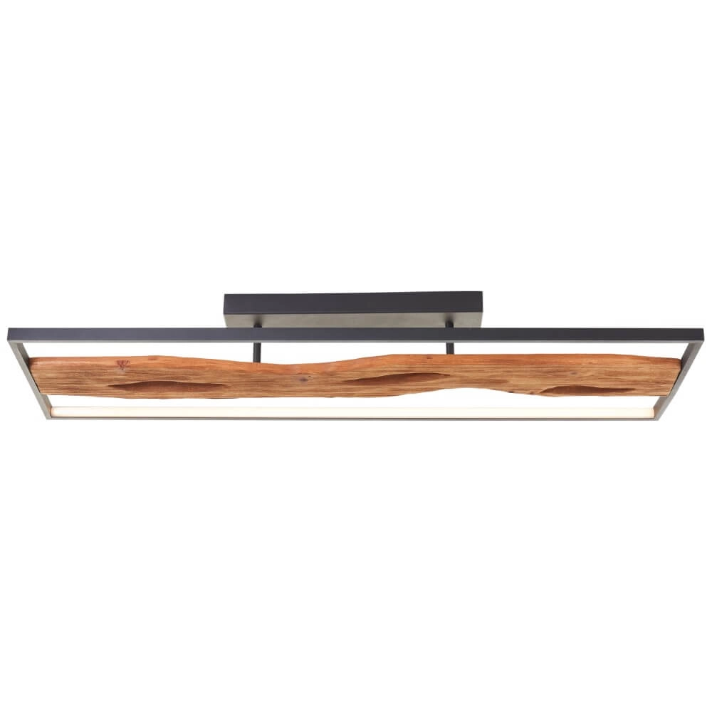 Plafondlamp zwart met hout Chaumont 100cm