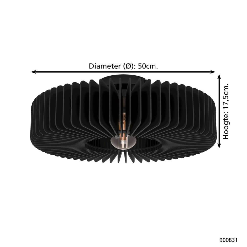 Houten plafondlamp Palombaia Ø 50cm - zwart Eglo 9008606274024