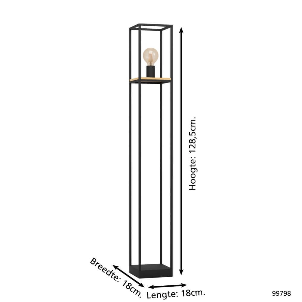 Vloerlamp Libertad zwart met hout Eglo 9002759997984
