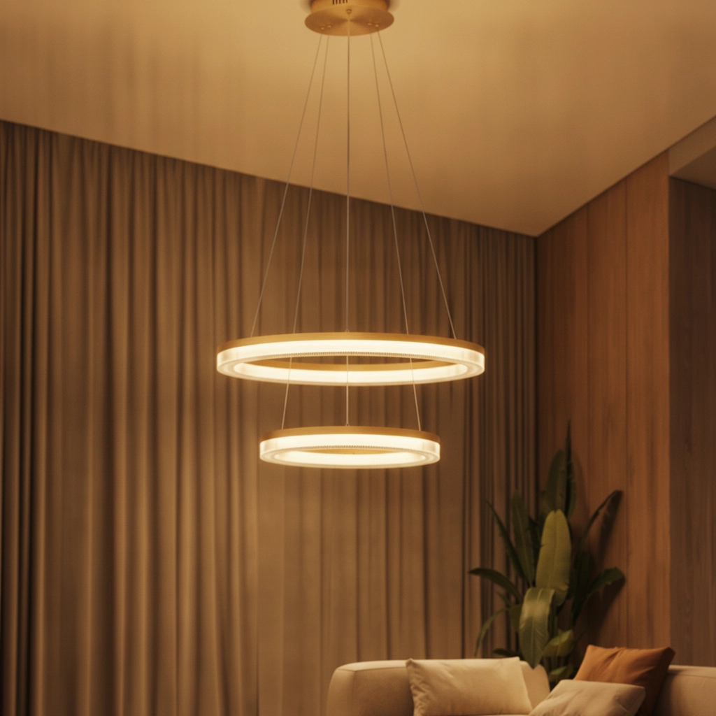Gouden hanglamp Luana 2-lichts