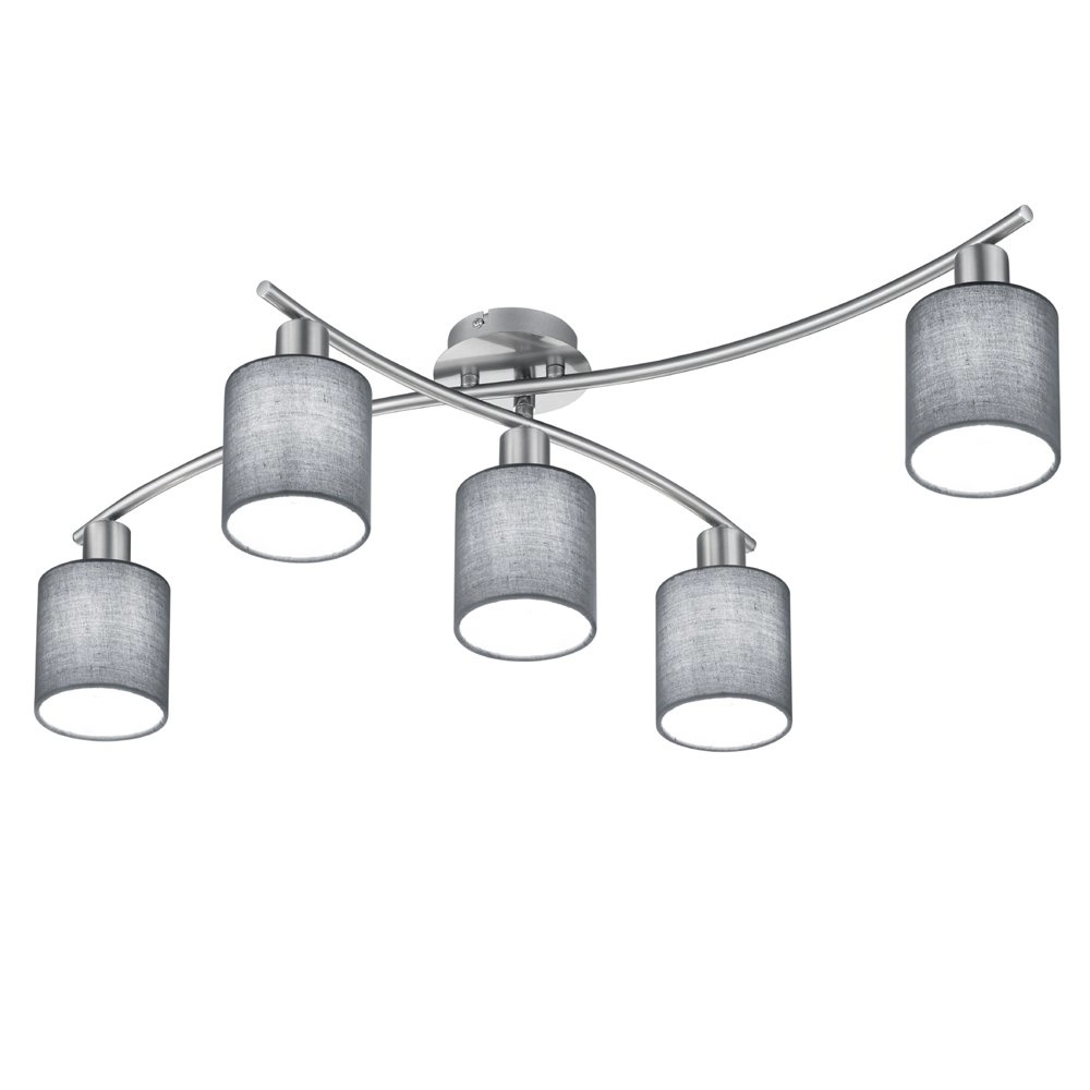Plafondlamp Garda 5-lichts nikkel mat met antraciet