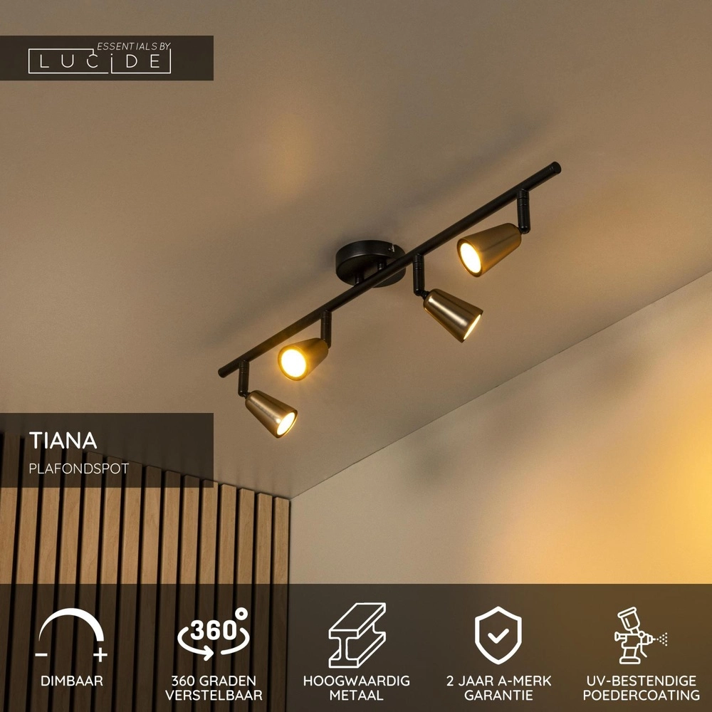 Plafondspot Tiana 4-lichts champagne Lucide 5411212650382