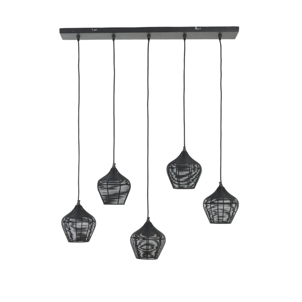 Hanglamp Alvaro 5-lichts zwart