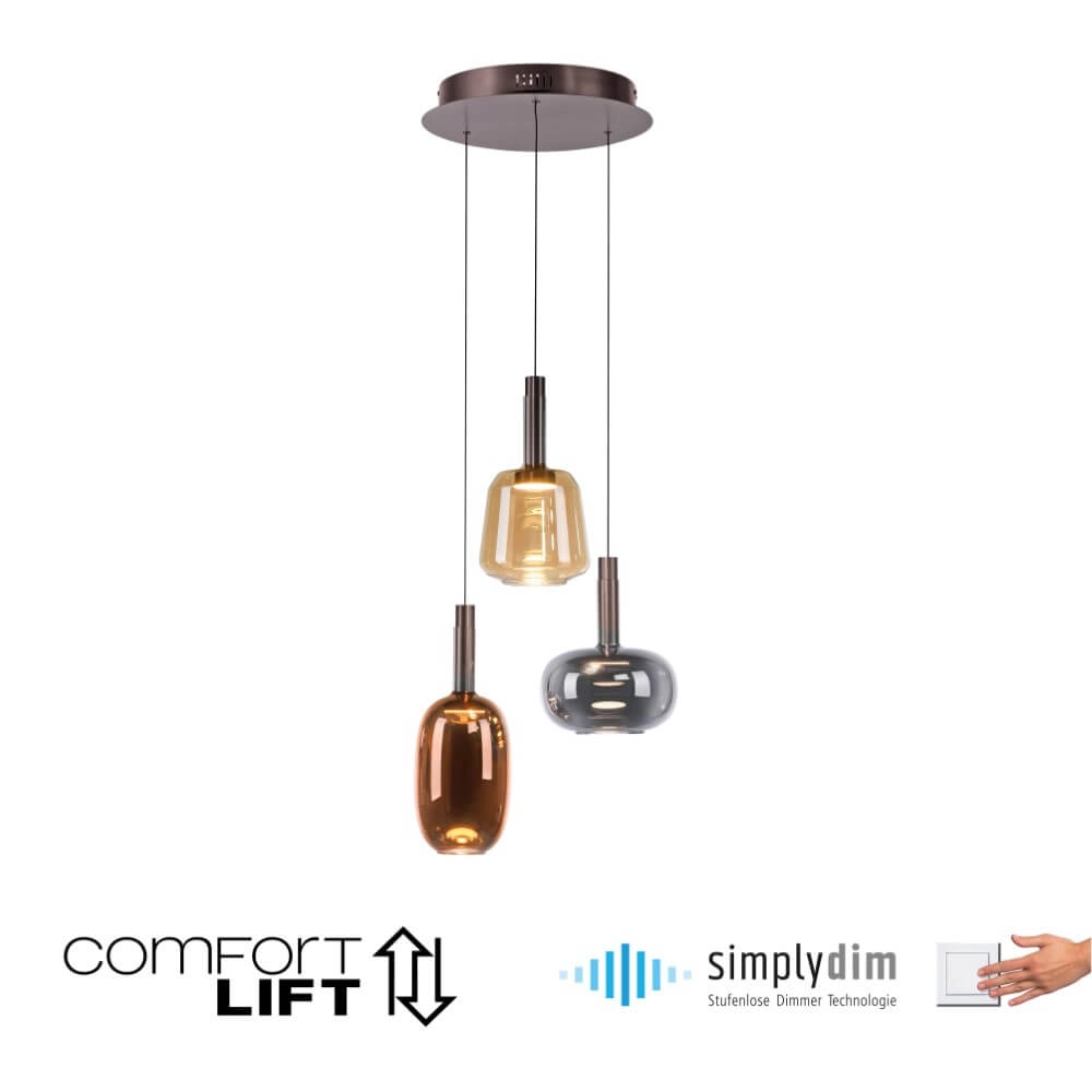 Vrolijke hanglamp Irides 3-lichts rond Paul Neuhaus 4012248385845