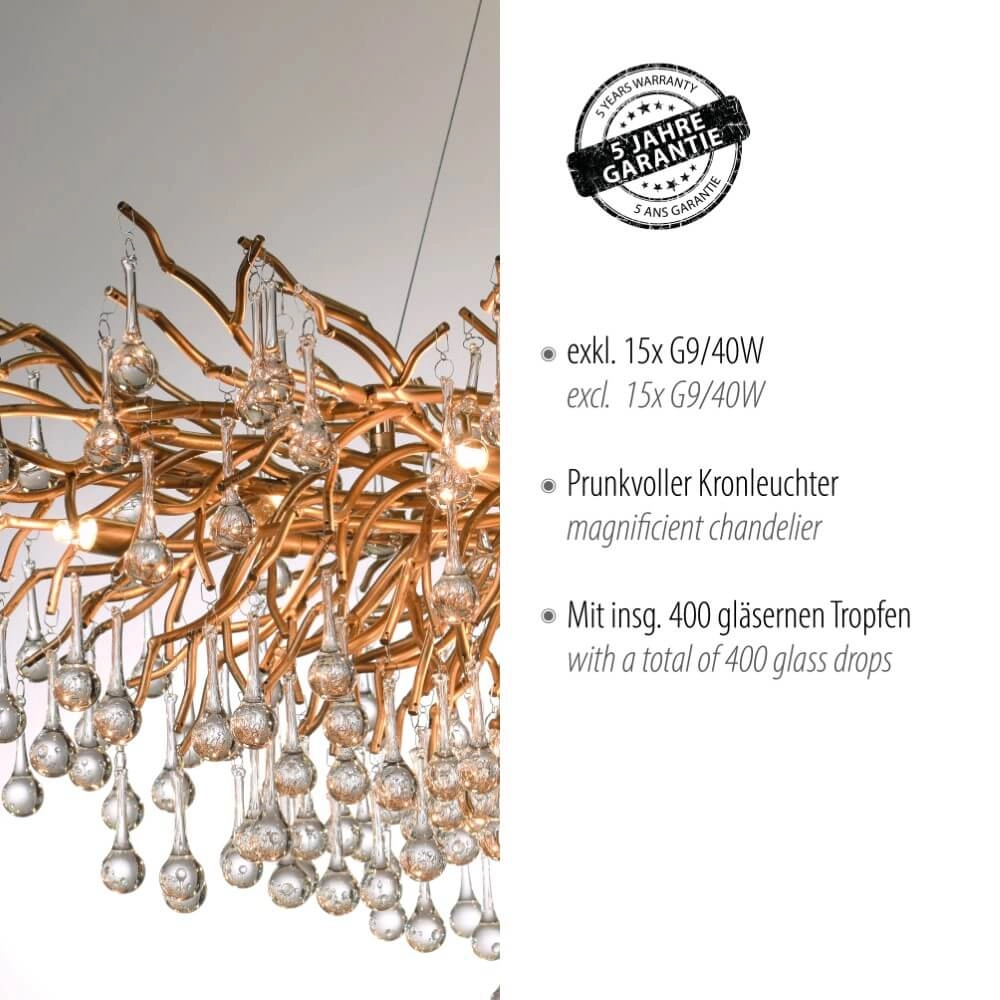 Grote kroonluchter Icicle antiek messing Paul Neuhaus 4012248332917