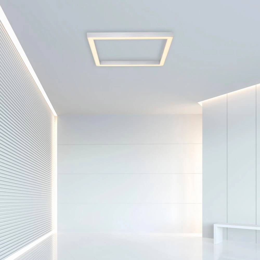 Vierkante plafondlamp Pure Lines Square aluminium Paul Neuhaus 4012248357910