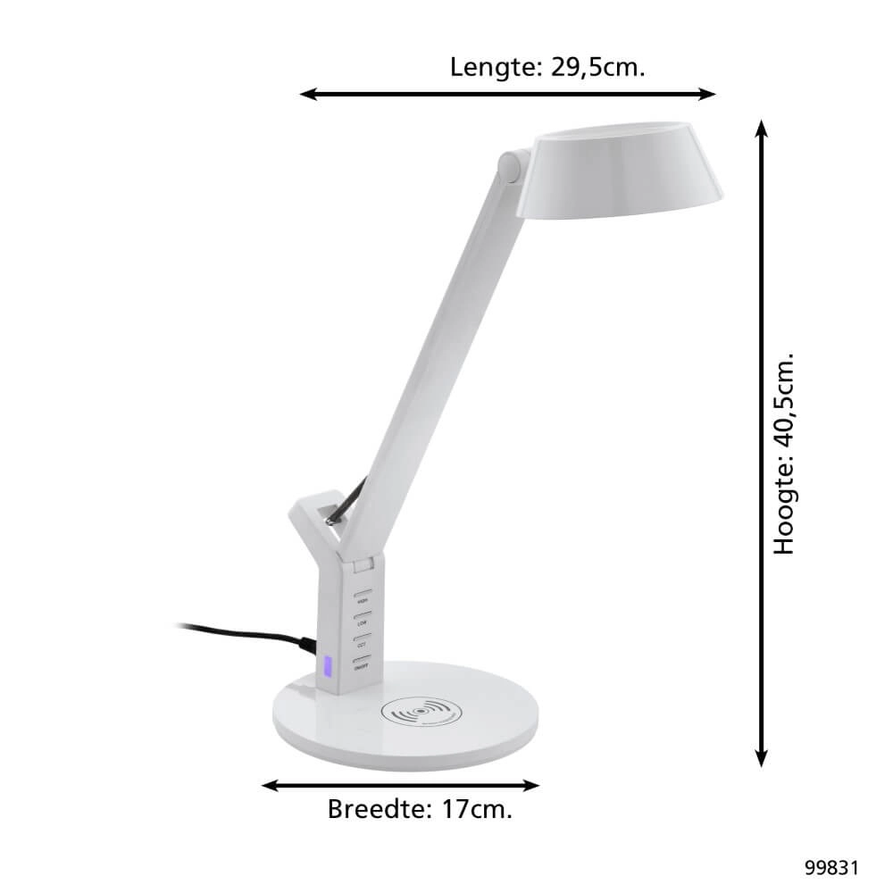 Witte bureaulamp Banderalo met oplaadpaneel Eglo 9002759998318
