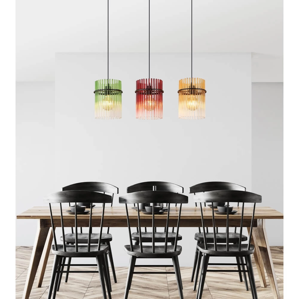 Zwarte hanglamp Gorley gekleurd glas 3-lichts Globo 9007371481002