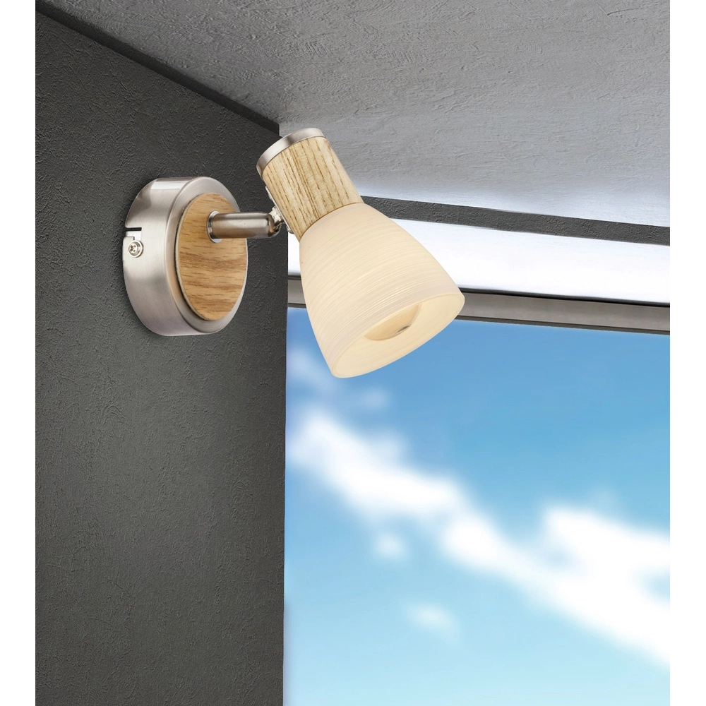 Wandlamp Gylfi nikkel met hout Globo 9007371343546