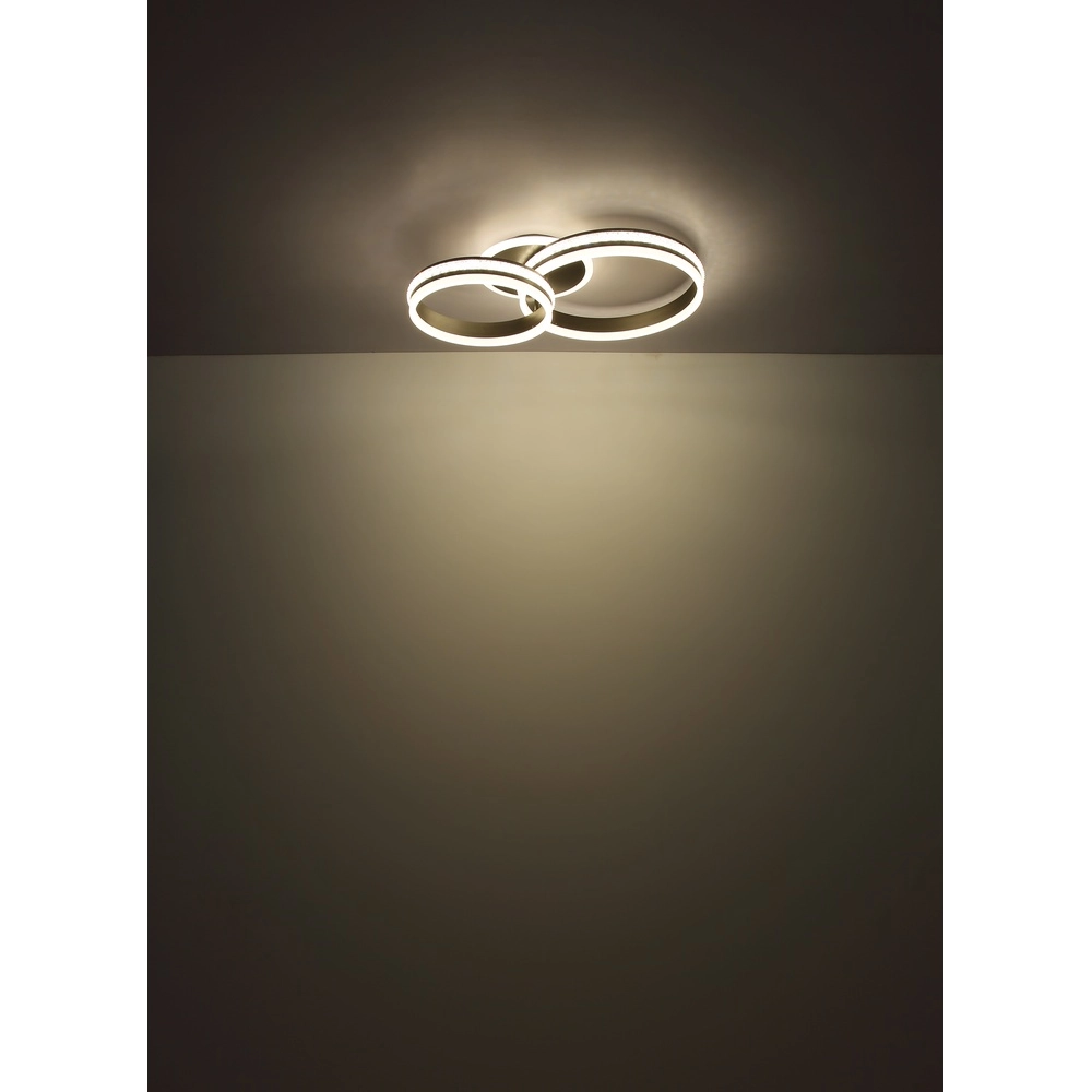 Design plafondlamp Grouni 2 ringen titanium geborsteld Globo 9007371452002