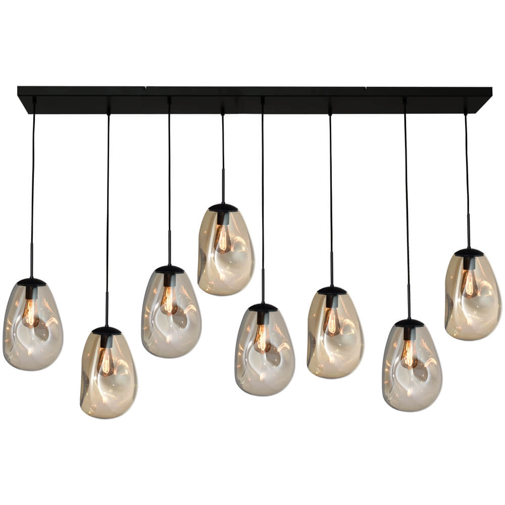 Hanglamp Lava 8x goud glas Ø 22,5cm