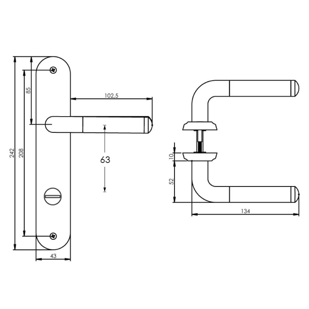 Klassieke deurklink Agatha WC-sluiting 63/8 chroom Intersteel 8714186169148