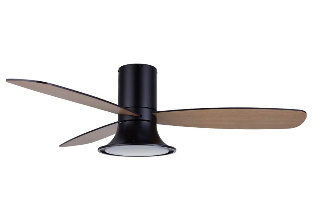 Zwarte ventilator met lamp Flusso Ø 132cm