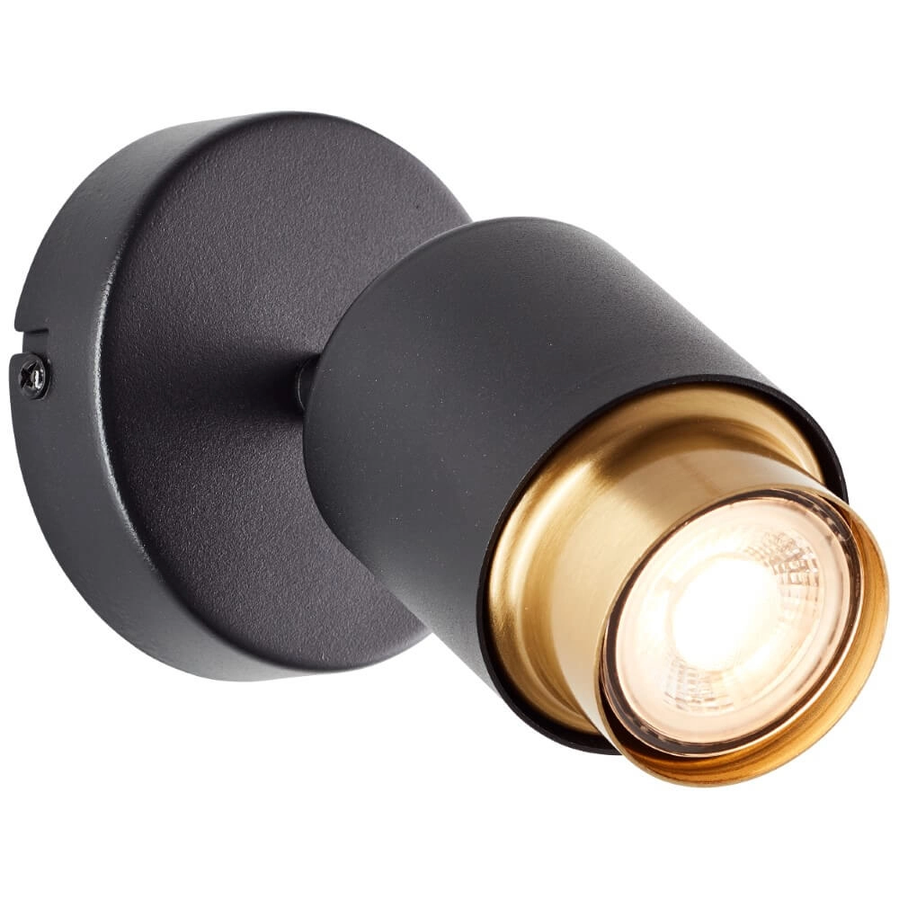 Opbouwspot Covelo zwart met goud Brilliant 4004353441349