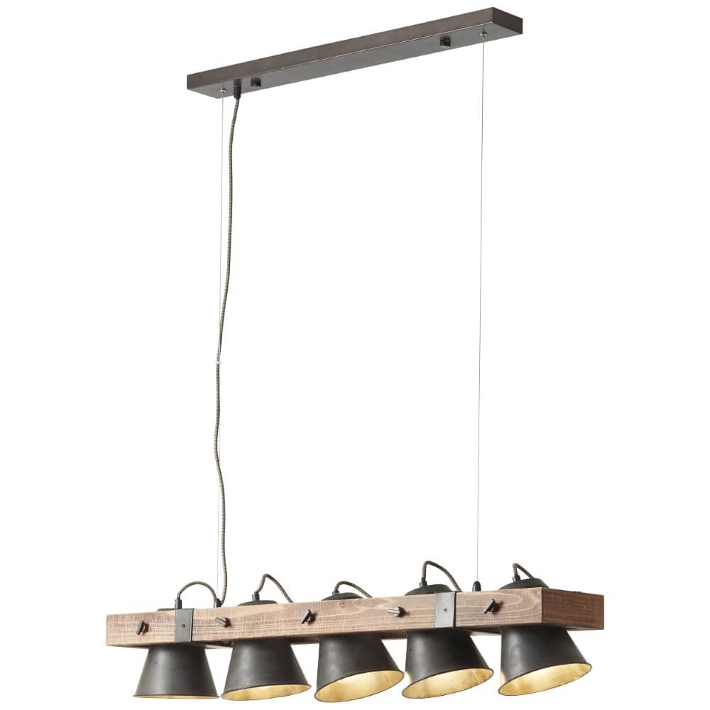 5-lichts hanglamp Decca zwart met bruin Brilliant 4004353361494