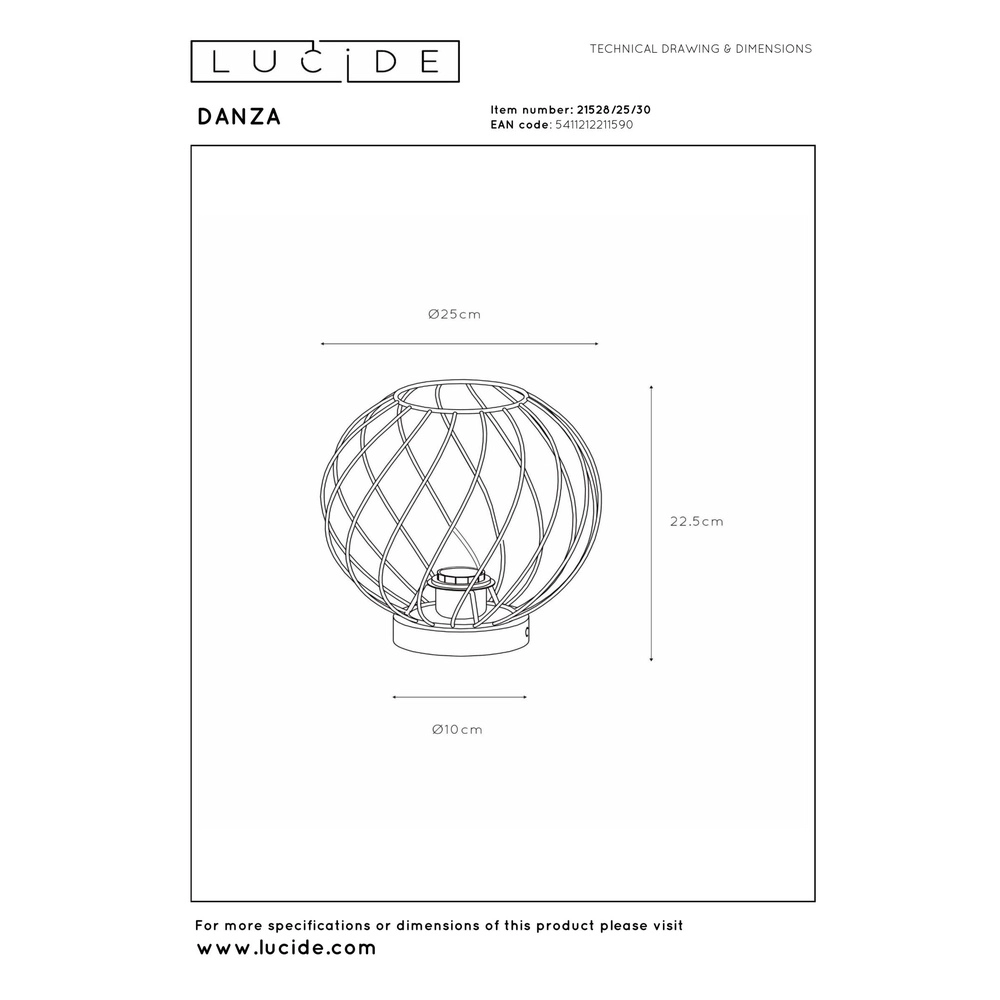 Tafellampje Danza Ø 25cm zwart Lucide 5411212211590