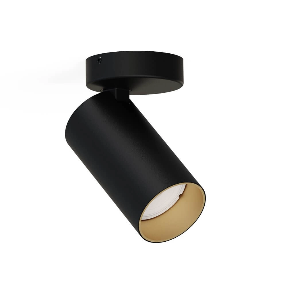 Kantelbare opbouwspot Mono zwart met goud