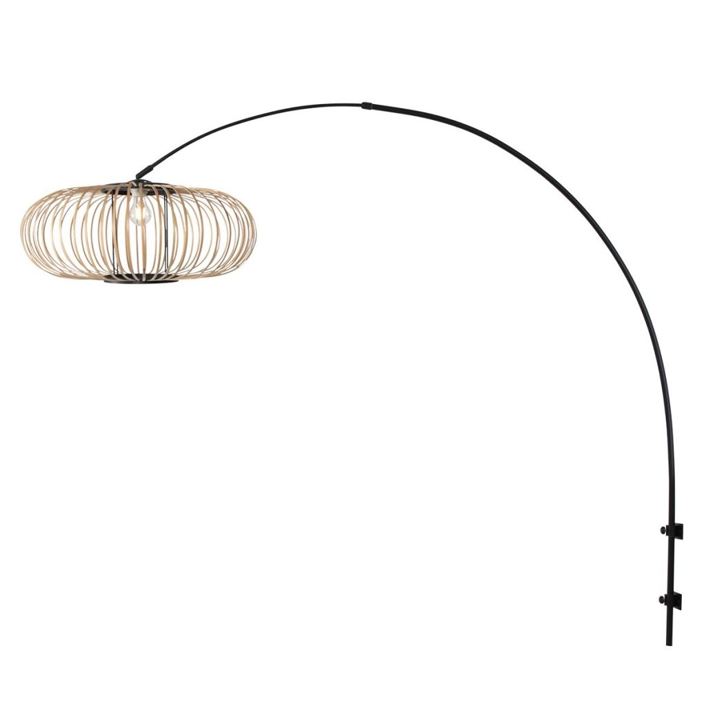 Zwarte wandlamp Sparkled Light met bamboe kap Ø60cm Steinhauer 8712746182026