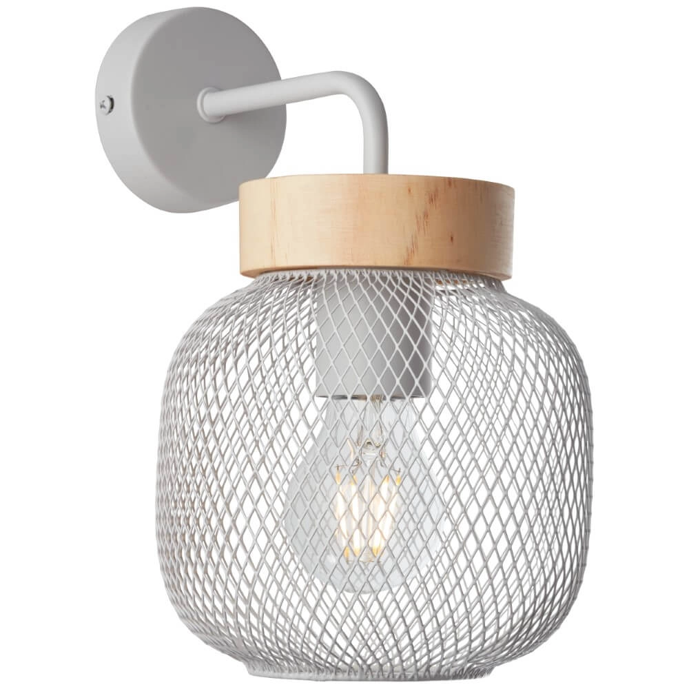 Wandlamp Giada grijs met hout