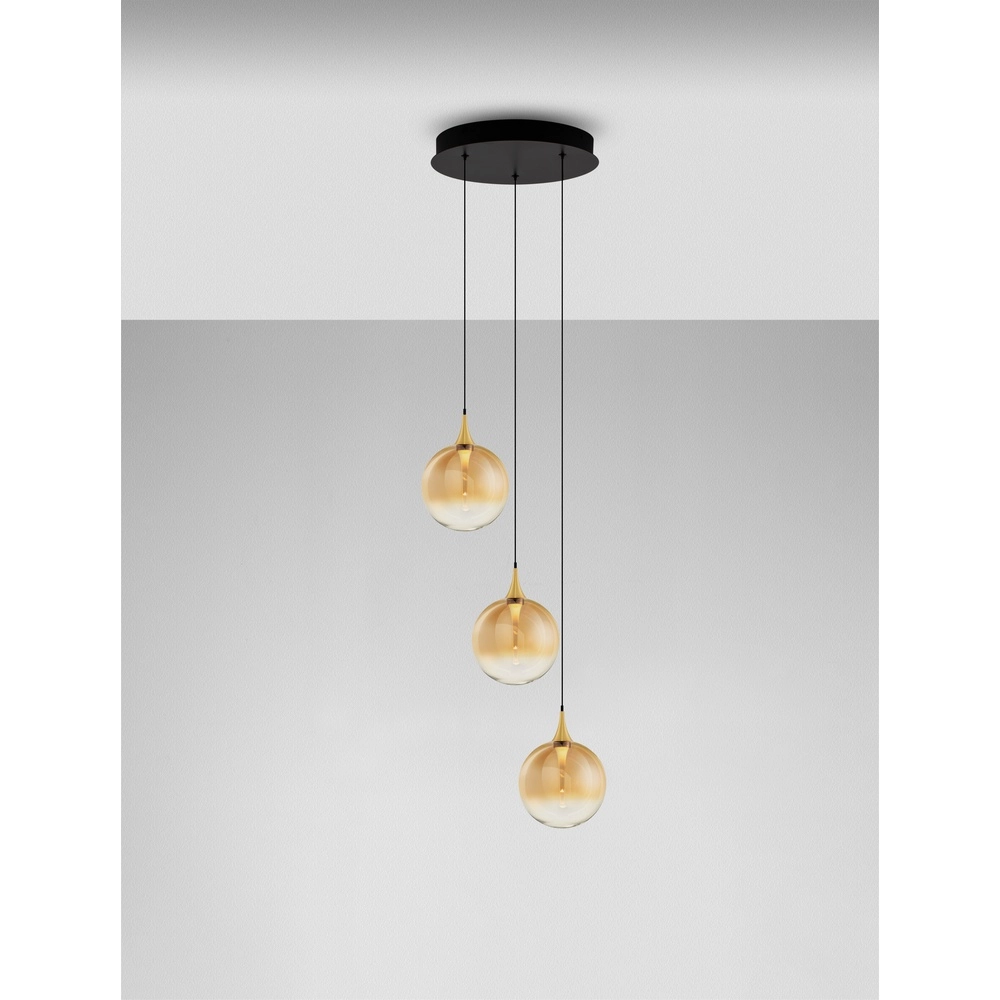 Hanglamp Orenda 3-lichts amber glas Lyora 5212017477637