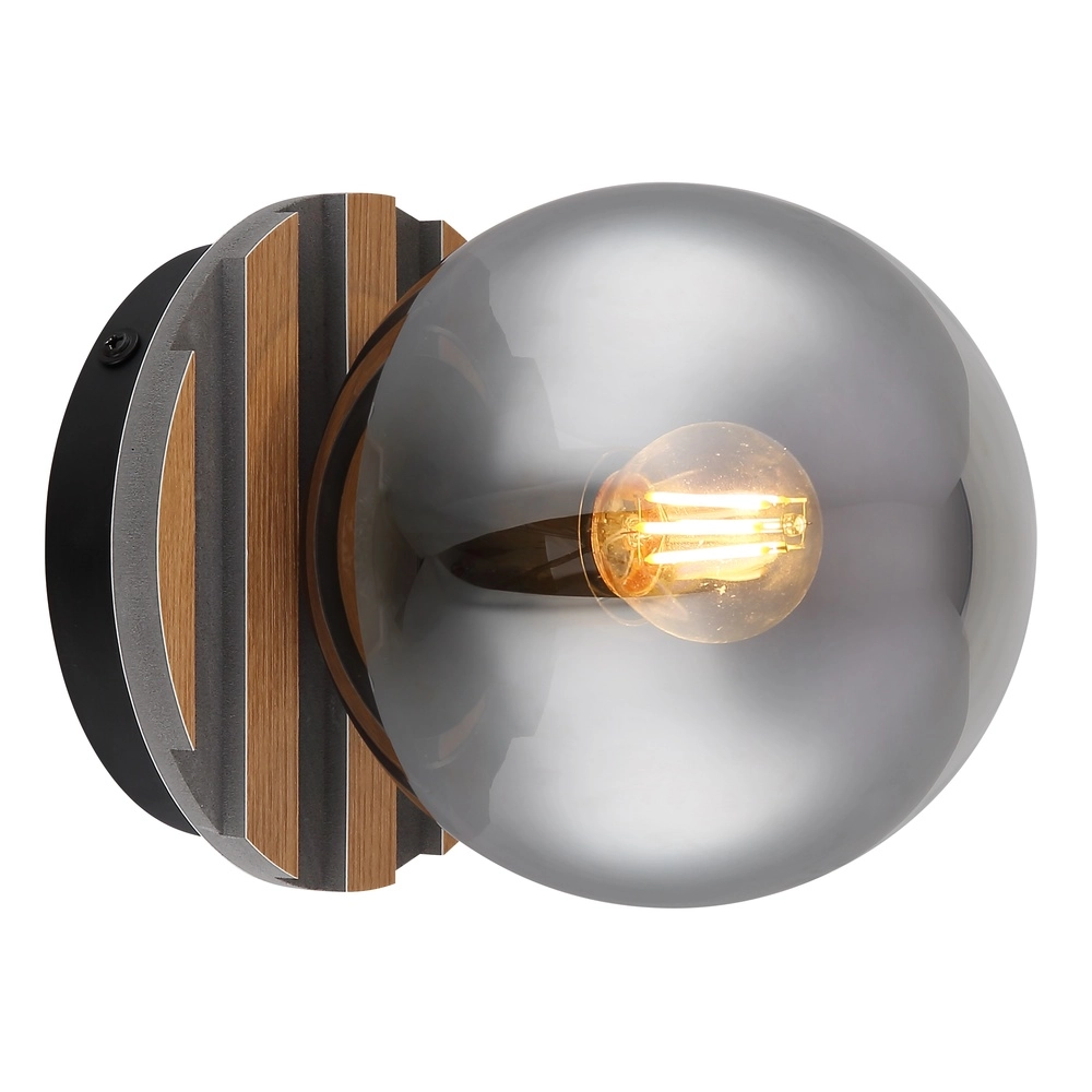 Plafondlamp Parsons zwart met hout Globo 9007371576098