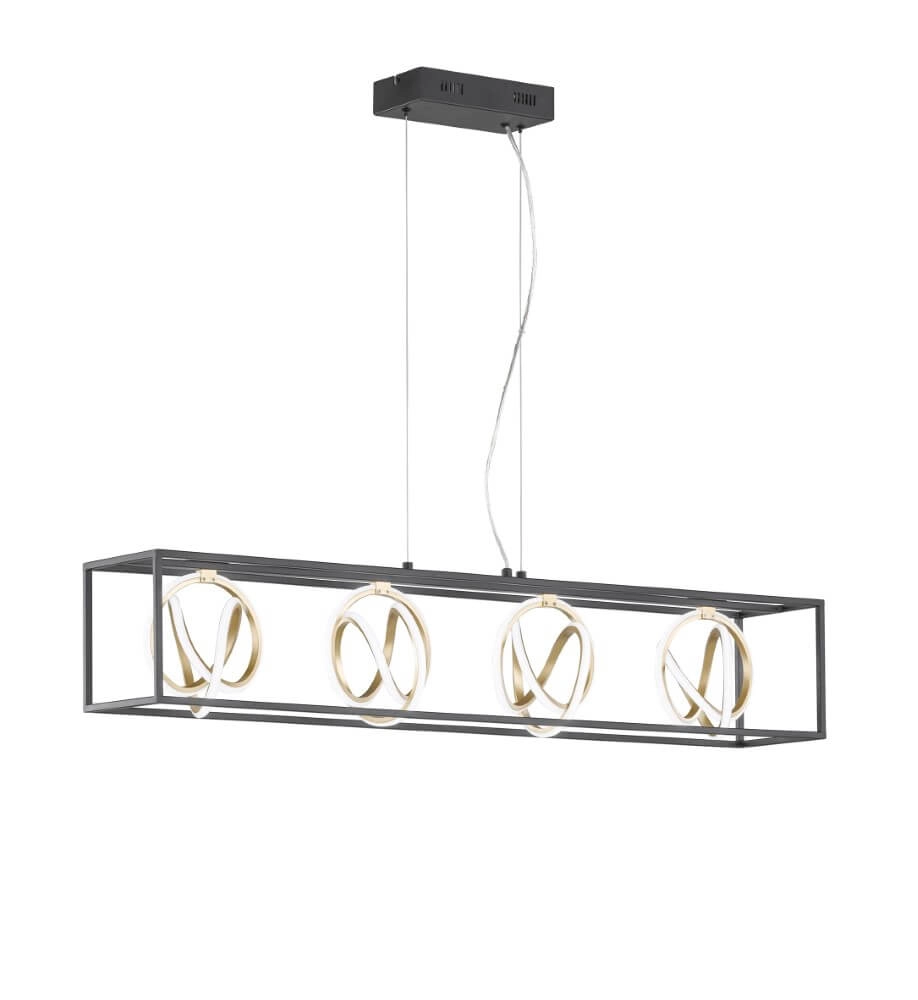 Design hanglamp Gisi 110cm zwart met goud