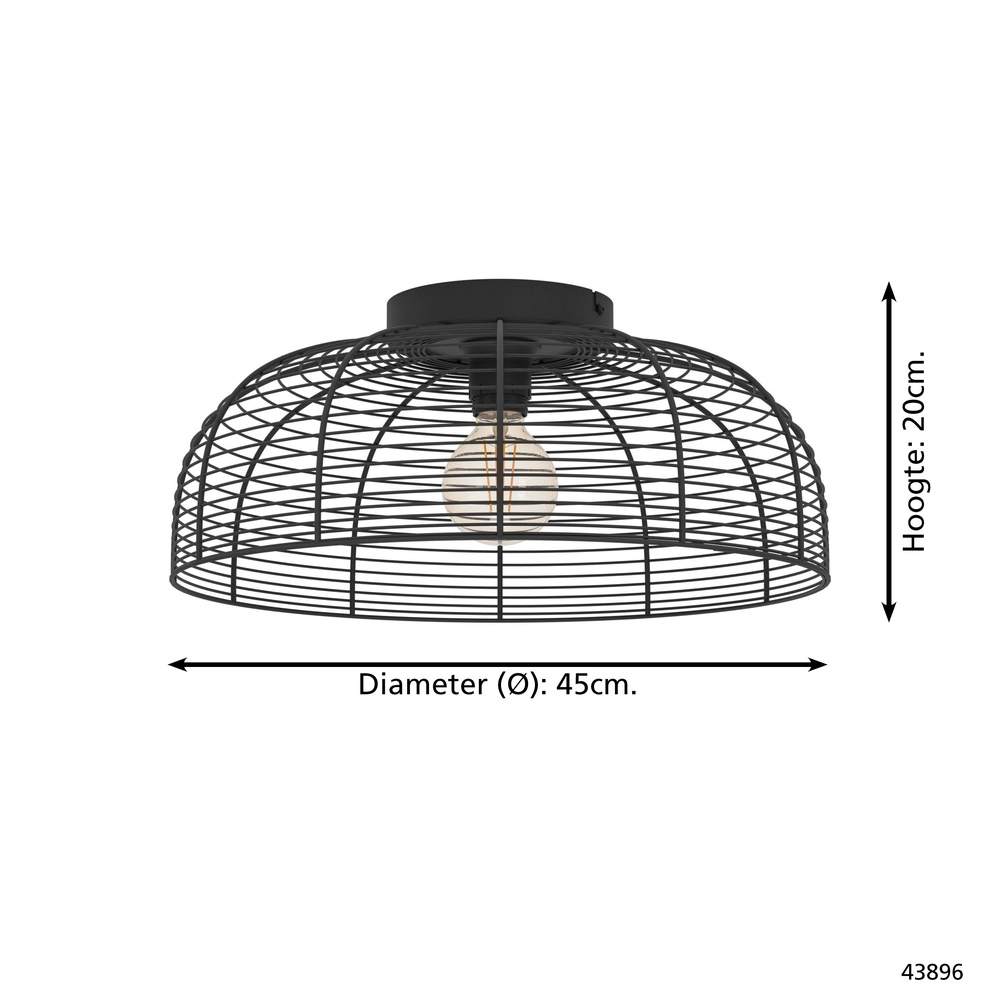 Draad plafondlamp Rinroe Ø 45cm - zwart Eglo 9002759438968