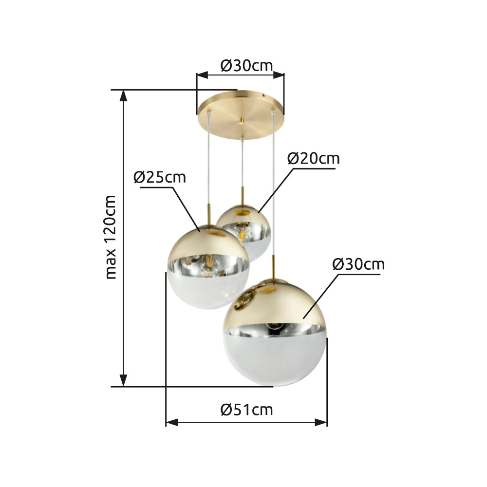 3-lichts hanglamp Varus goud Globo 9007371374465