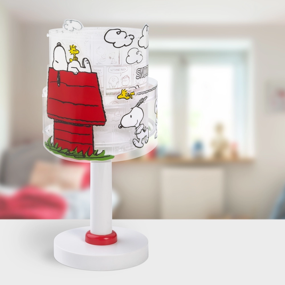 Tafellampje Snoopy wit met rood Dalber 8420406763019