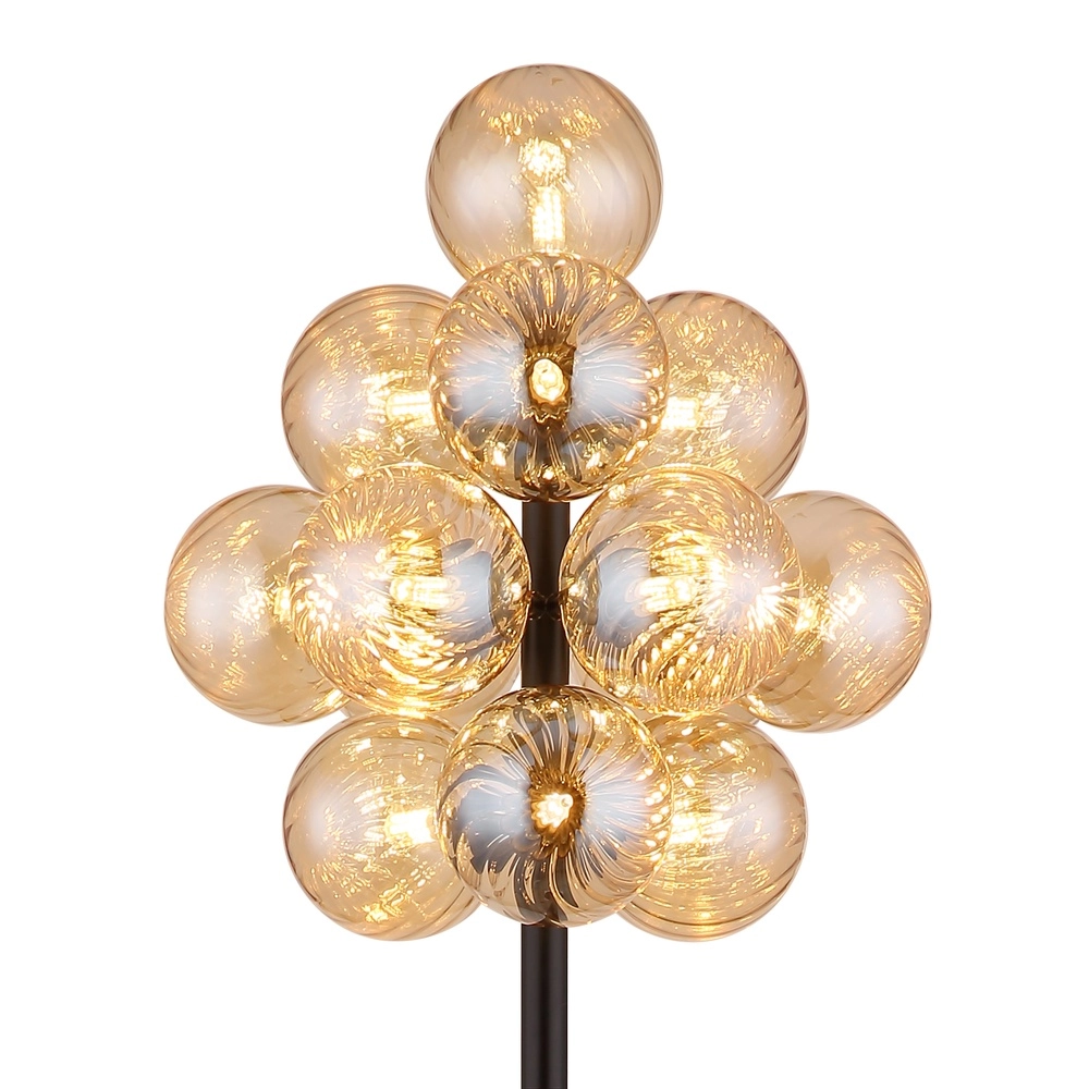 Zwarte vloerlamp Conor met amber glas Globo 9007371512171