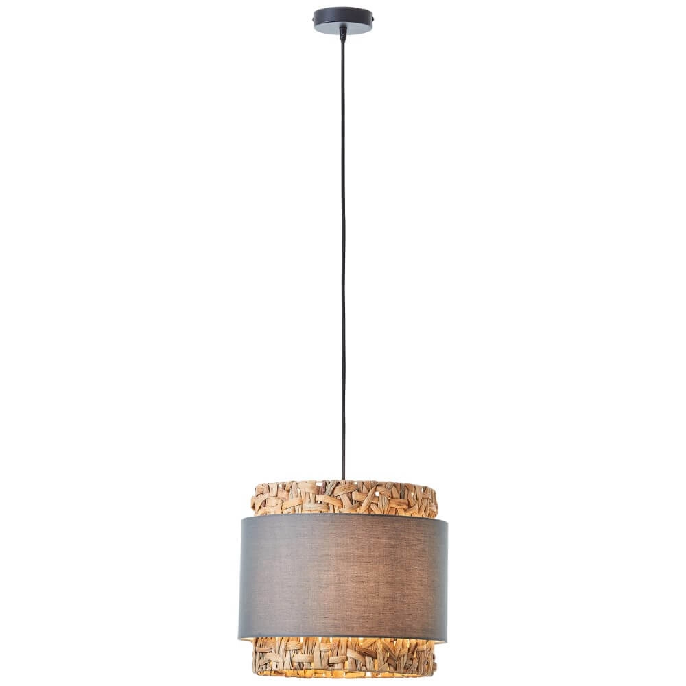 Hanglamp Waterlilly rotan met grijze stof Brilliant 4004353411878
