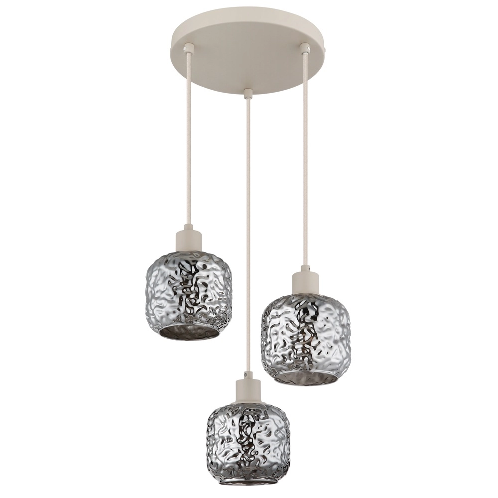 Hanglamp Antonio 3-lichts rond zand bruin Globo 9007371572724