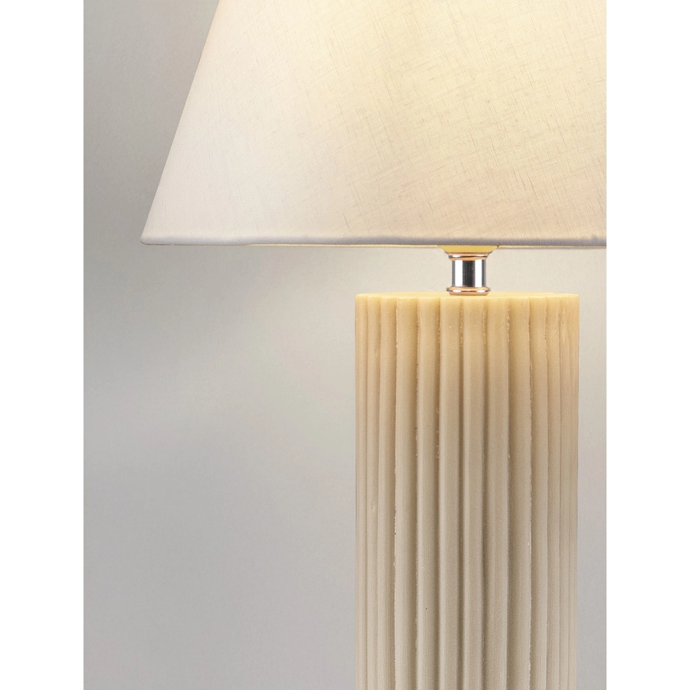Tafellamp Bacco beige met witte kap Lyora 5212017468161