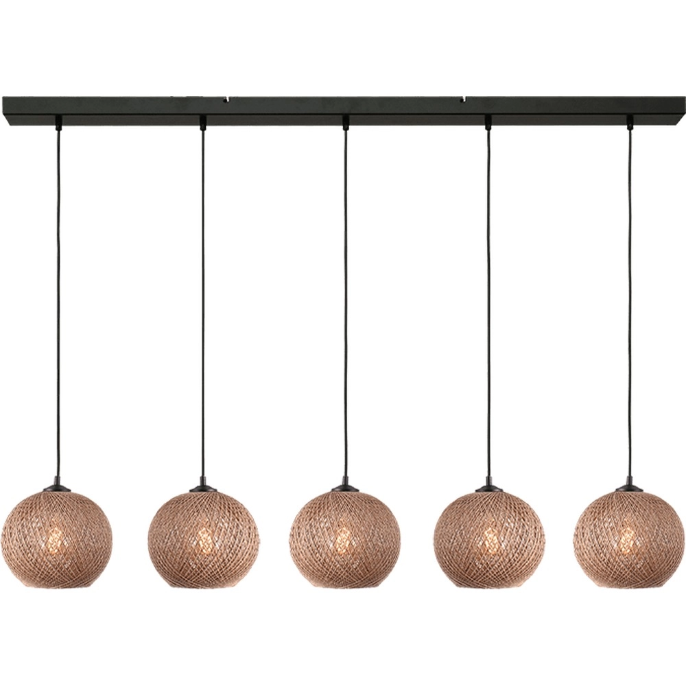 5-lichts hanglamp Corda rotan Ø 20cm