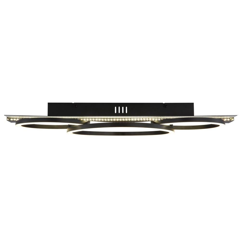 Zwarte plafondlamp Norberto 3 ringen recht Globo 9007371569830