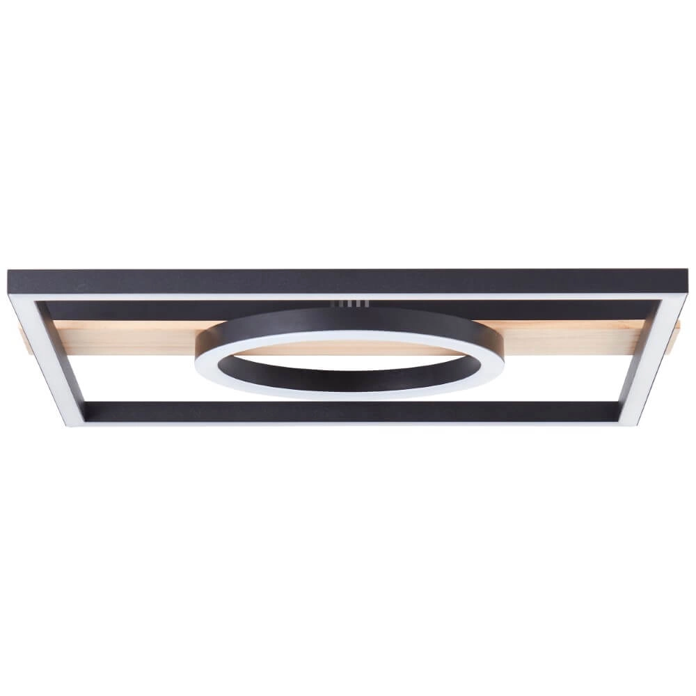 Plafondlamp Maureen 40 x 40cm zwart met hout Brilliant 4004353420115