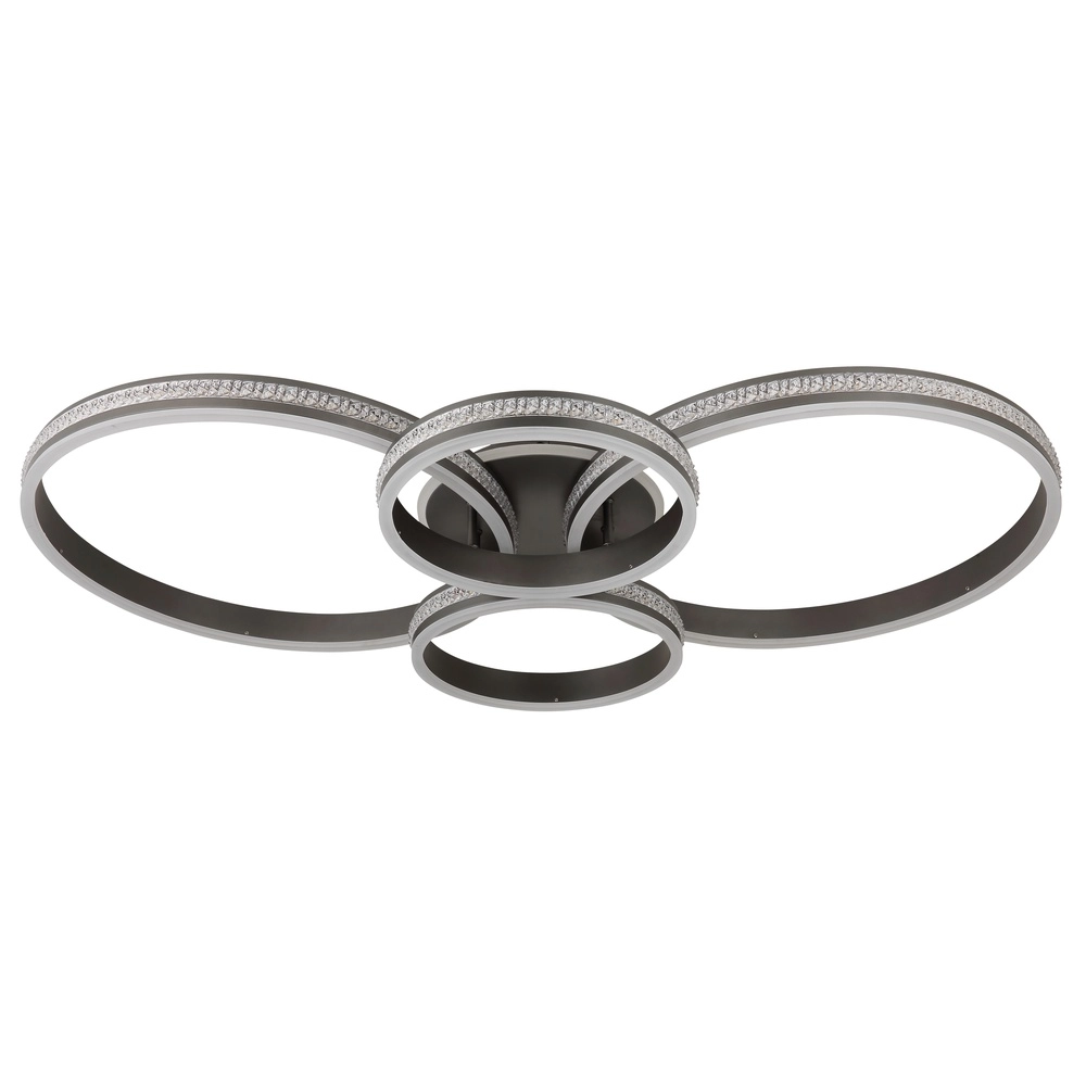 Design plafondlamp Grouni 4 ringen titanium mat Globo 9007371533879
